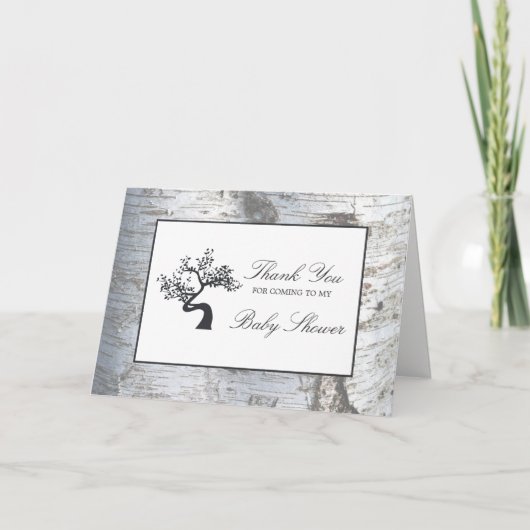 Rustic Silver Birch Tree Baby Dusche Vielen Dank Dankeskarte (Vorderseite)