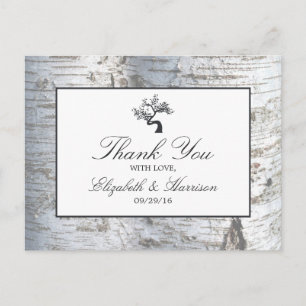 Rustic Silver Birch Tree Wedding Vielen Dank Postkarte