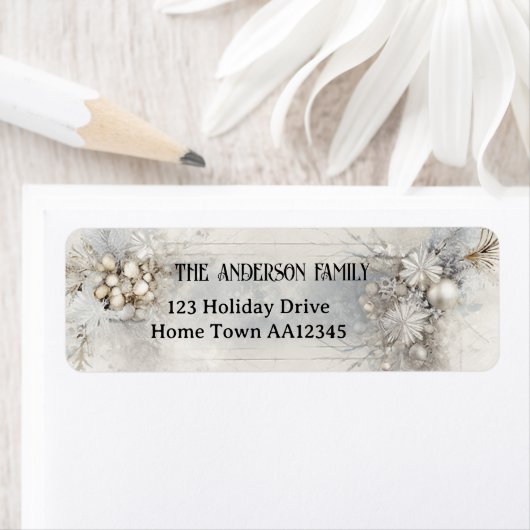 Rustic Silver Chic Weihnachts-Rücksendeadresse-Lab (Insitu)