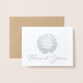 Rustic Silver Foil Sonnenblume Hochzeit Vielen Dan Folienkarte (Vorderseite mit Umschlag)