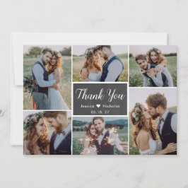 Rustic Simple 6 Foto Collage Script Hochzeit Dankeskarte