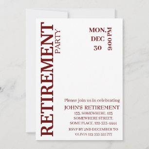 Rustic Simple Add Details Custom Retirement Party Einladung