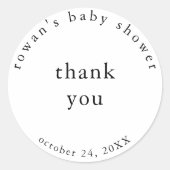 Rustic Simple Baby Dusche Vielen Dank Sticker (Vorderseite)