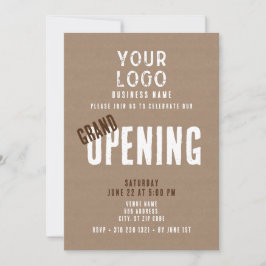 Rustic Simple Business Logo Grand Opening Einladung