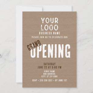 Rustic Simple Business Logo Grand Opening Einladung