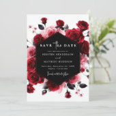 Rustic Simple Crimson Red Wedding Save The Date (Stehend Vorderseite)