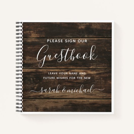 Rustic Simple Elegant Barn Wood Wedding Gästebuch Notizblock (Vorderseite)