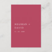 Rustic Simple Modern Arch Magenta Wedg Begleitkarte (Rückseite)