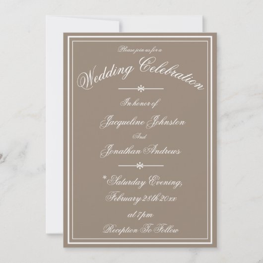 Rustic Simple Script Name Chic Stone Wedding  Einladung (Vorderseite)