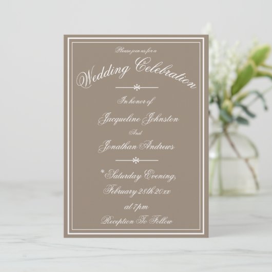 Rustic Simple Script Name Chic Stone Wedding  Einladung (Stehend Vorderseite)