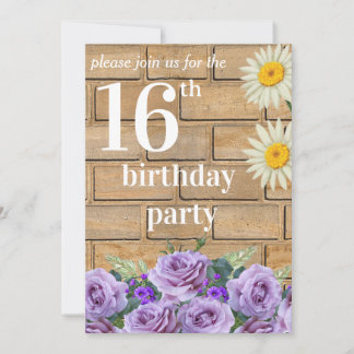 Rustic sixteen Birthday Invitatio String Wood Einladung