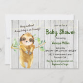 Rustic Sloth Baby Dusche Einladung (Vorderseite)