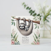 Rustic Sloth Baby Dusche Einladung (Stehend Vorderseite)