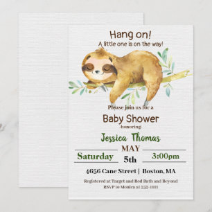 Rustic Sloth Baby Dusche Einladung