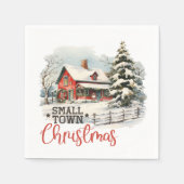 Rustic Small Town Christmas Farmhouse Serviette (Vorderseite)