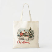 Rustic Small Town Christmas Farmhouse Tragetasche (Vorne)