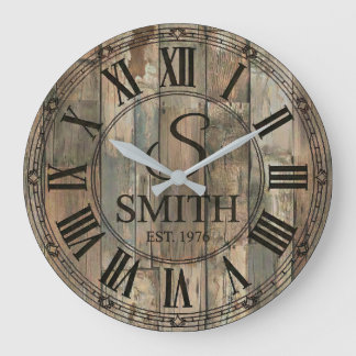 Rustic Smith Family wall Clock | Farmhouse Decor Große Wanduhr