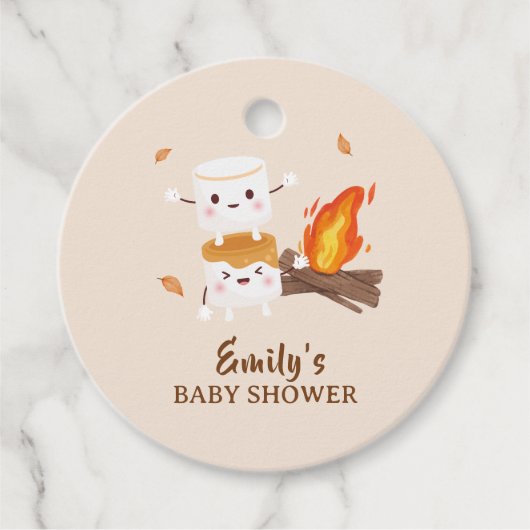 Rustic S'more Liebe Campfire Babydusche Geschenkanhänger (Vorderseite)