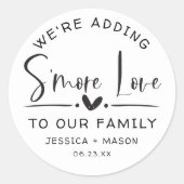 Rustic S'more Liebe Gefallen Runder Aufkleber (Vorderseite)