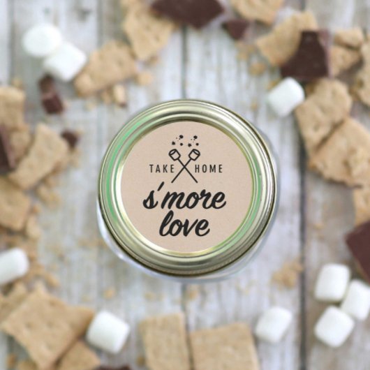 Rustic S'more Liebe Kraft Gastgeschenk Hochzeit Runder Aufkleber