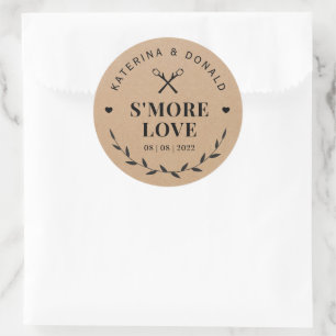 Rustic S'more Liebe Wedding Kraft Runder Aufkleber