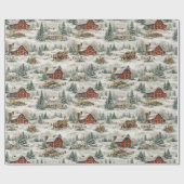 Rustic Snow Covered Farmhouse Winter Pattern Geschenkpapier (Flach)