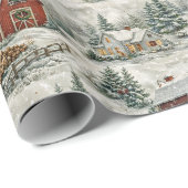 Rustic Snow Covered Farmhouse Winter Pattern Geschenkpapier (Rolleneckpunkt)