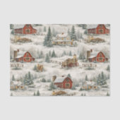 Rustic Snow Covered Farmhouse Winter Pattern Seidenpapier (Vorderseite)