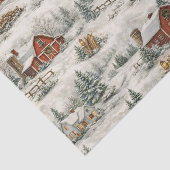 Rustic Snow Covered Farmhouse Winter Pattern Seidenpapier (Ausschnitt)