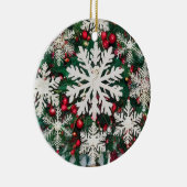 Rustic Snowflake Silhouettes Ceramic Circle Keramik Ornament (Rechts)