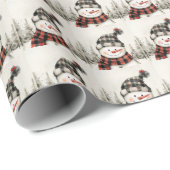 Rustic Snowman Plaid Christmas Personalized Geschenkpapier (Rolleneckpunkt)