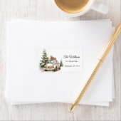 Rustic Snowy Christmas Address Label Adressaufkleber (Insitu)