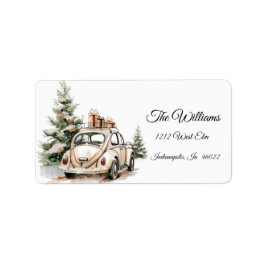 Rustic Snowy Christmas Address Label Adressaufkleber