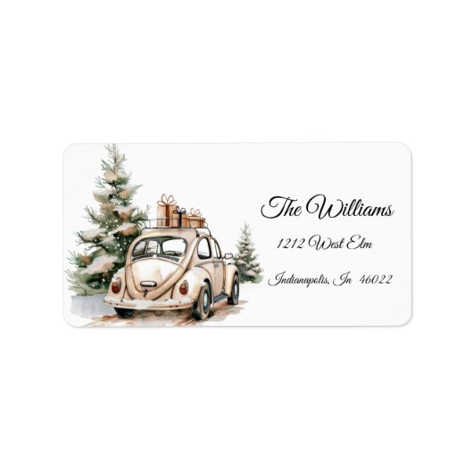Rustic Snowy Christmas Address Label Adressaufkleber (Vorne)