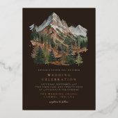 Rustic Snowy Mountain Landscape Watercolor Wedding Folieneinladung (Vorderseite)