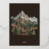 Rustic Snowy Mountain Landscape Watercolor Wedding Folieneinladung (Rückseite)