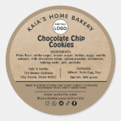 Rustic Social Handle Schokolade Chip Cookies Label Runder Aufkleber (Vorderseite)
