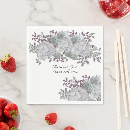 Rustic Soft Blue Hydrangea Hochzeitspapier Napkins Serviette (Beispiel)
