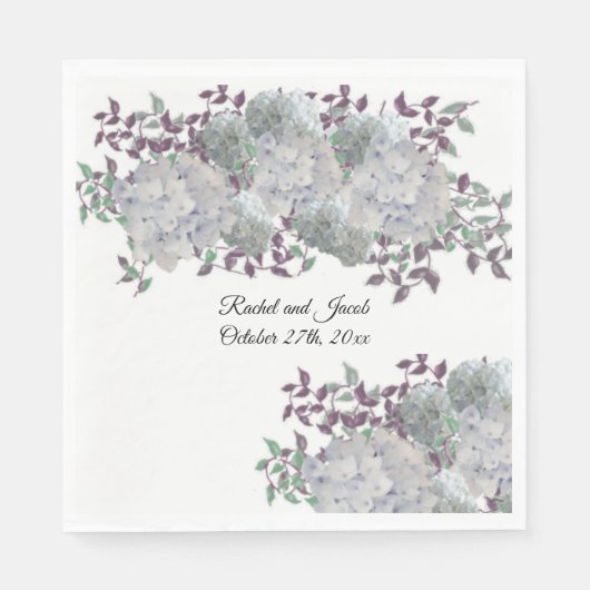 Rustic Soft Blue Hydrangea Hochzeitspapier Napkins Serviette (Vorderseite)
