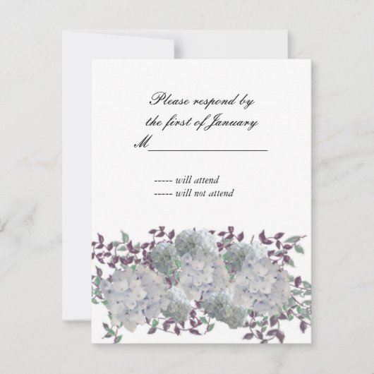 Rustic Soft Blue Hydrangea Repcard RSVP Karte (Vorderseite)