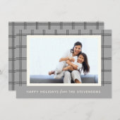 Rustic Soft Gray Kariertes Custom Foto Weihnachten (Vorne/Hinten)