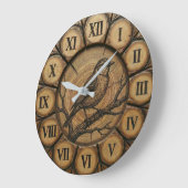 Rustic Songbird Wall Clock | Wood-Look Cabin Decor Große Wanduhr (Winkel)
