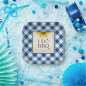 Rustic Sonnenblume Blue Gingham I Do GRILLEN Pappteller (Party)
