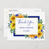 Rustic Sonnenblume Chic Blue Rose Hochzeit Vielen  Postkarte (Vorne/Hinten)