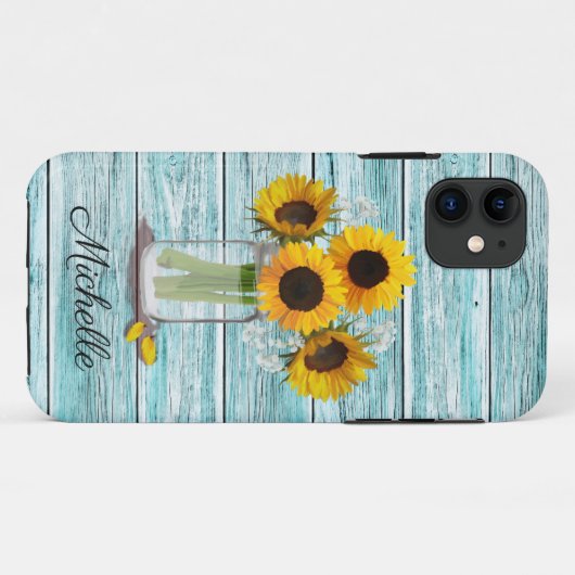Rustic Sonnenblume Mason Jar Case-Mate iPhone Hülle (Rückseite (Horizontal))