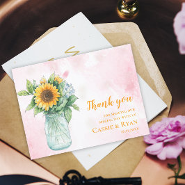 Rustic Sonnenblume Mason Jar Wedding Vielen Dank Postkarte