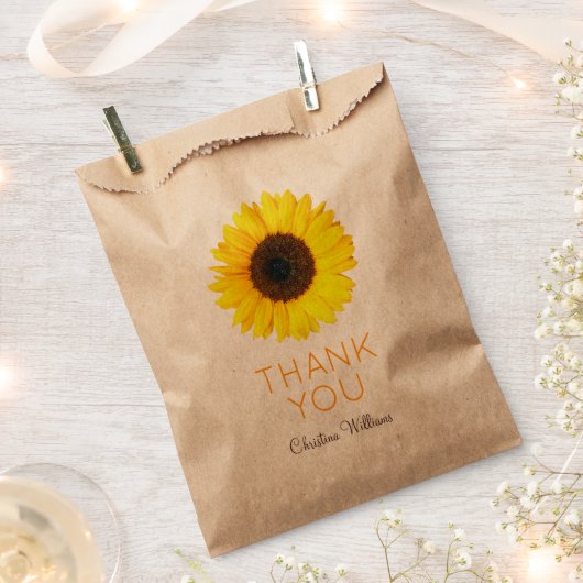 Rustic Sonnenblume Vielen Dank Geschenktütchen (Ausgeschnitten)