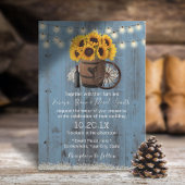 Rustic Sonnenblume Wein Barrel Dusty Blue Wedding Einladung