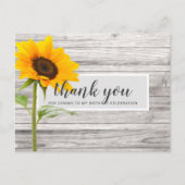 Rustic Sonnenblume Wood Geburtstag Vielen Dank Postkarte (Vorderseite)