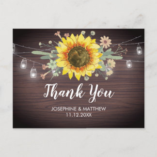Rustic Sonnenblume Wood Jar Light Wedding Vielen D Postkarte